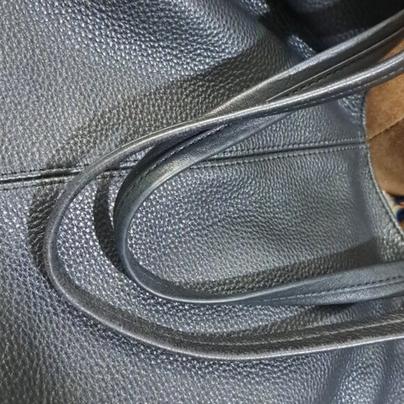 Hand Crafted Painted Black Pebble Leather Hobo Bag - Picture 12 of 17